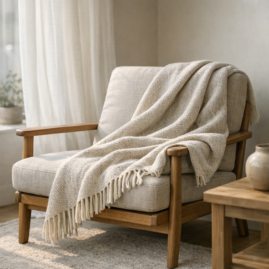 Дневной свет и плед на кресле