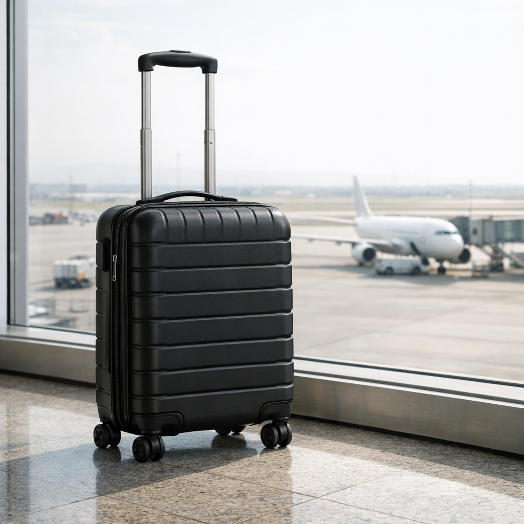 Чемодан у окна аэропорта