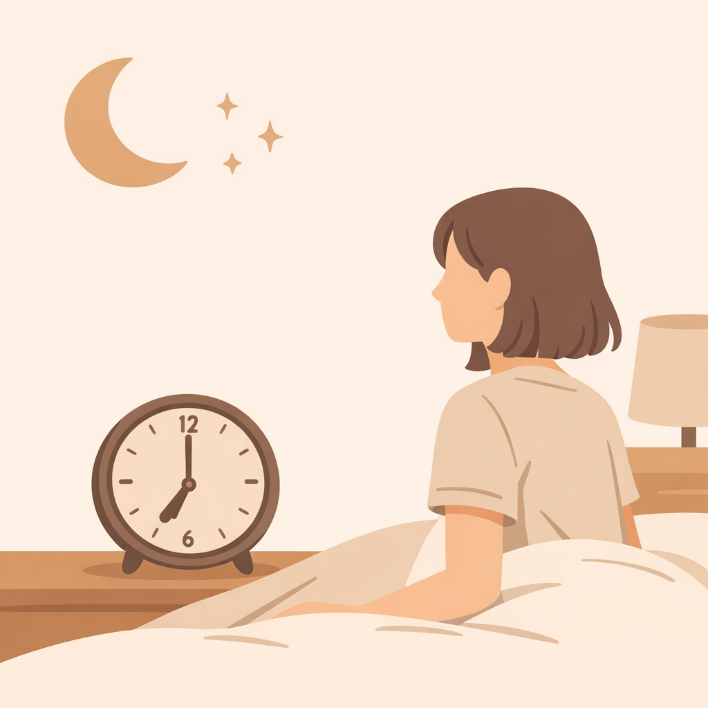 Short sleep and unexpected alertness illustrated with a bedside clock