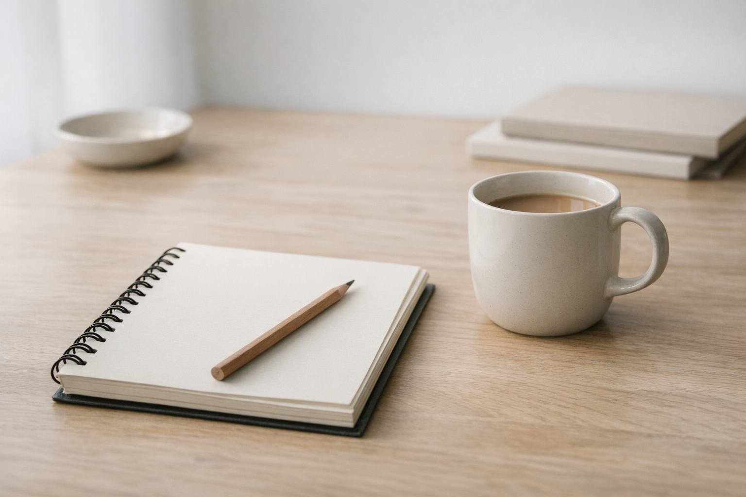 Сдержанная композиция с блокнотом и мягким светом