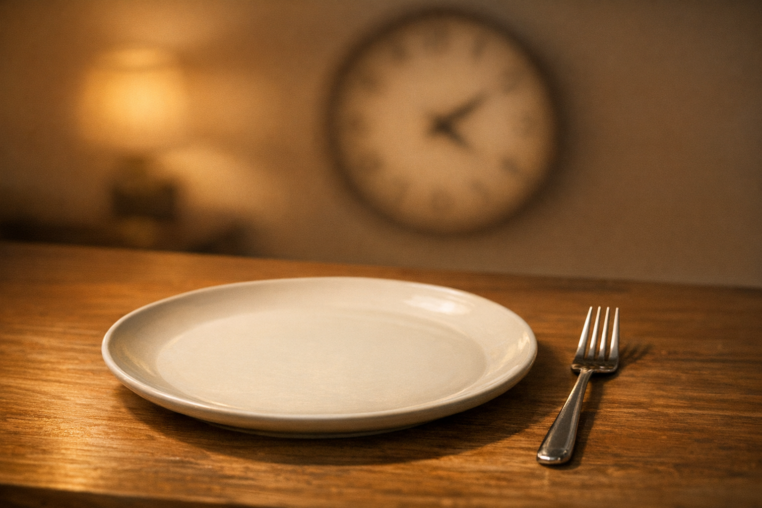 Поздний ужин на фоне часов