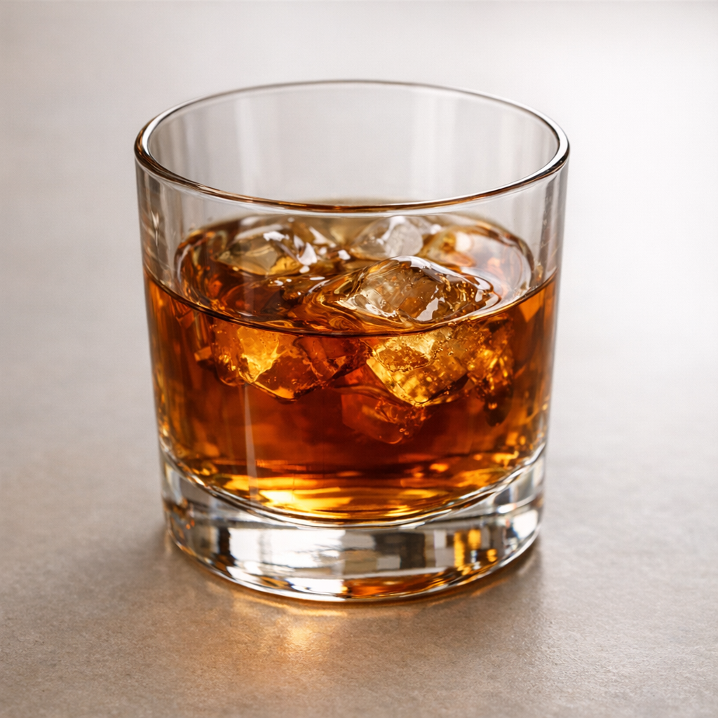 Бокал на столе в мягком вечернем свете