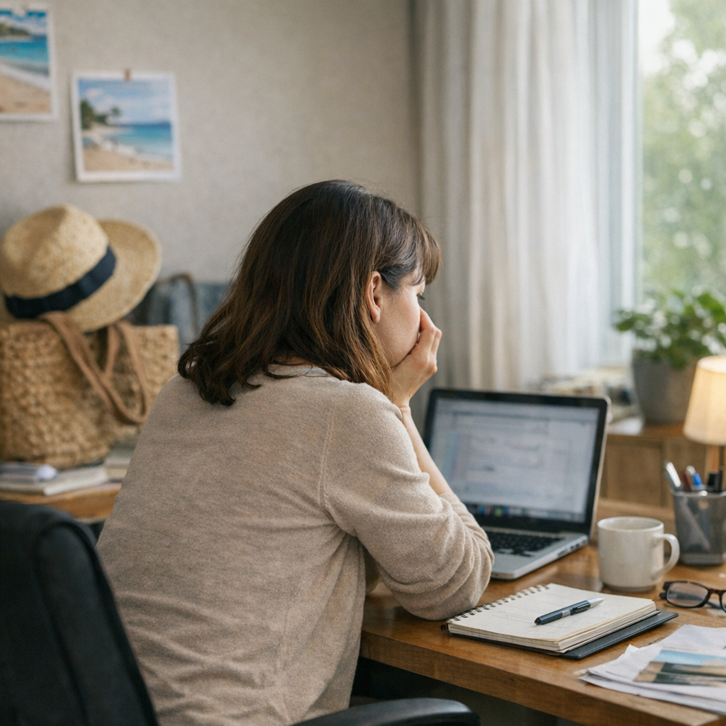 Человек смотрит в календарь и планирует возвращение к рабочему ритму после отпуска