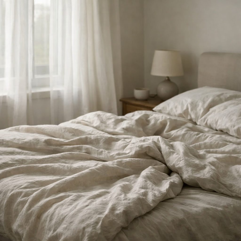 Спокойное утро и мягкий свет у кровати