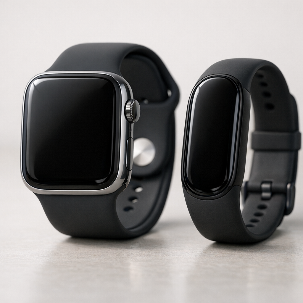 Два разных трекера на столе