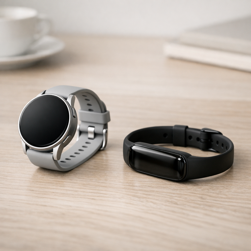 Два разных трекера на столе