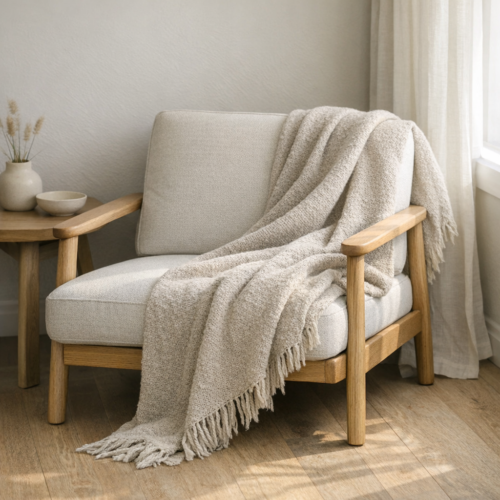 Дневной свет и плед на кресле