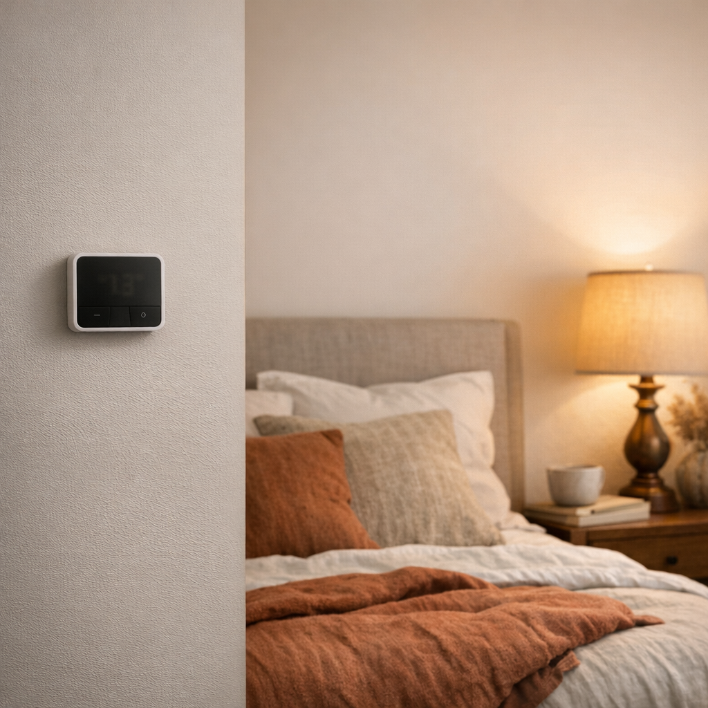 Спальня с термостатом в спокойном свете